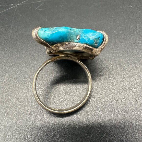 Vintage Sterling Silver Faux Turquoise Ring 925 Western Southwestern Size 6 Jewe - Picture 3 of 12